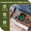imageWLIVE End Table with Charging Station Side Table with USB Ports and Outlets Narrow Side Table for Small Spaces Living Room Couch Nightstand with Storage BrownWhite