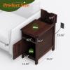 imageWLIVE End Table with Charging Station Side Table with USB Ports and Outlets Narrow Side Table for Small Spaces Living Room Couch Nightstand with Storage BrownEspresso