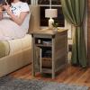 imageWLIVE End Table with Charging Station Side Table with USB Ports and Outlets Narrow Side Table for Small Spaces Living Room Couch Nightstand with Storage BrownGreige
