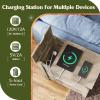 imageWLIVE End Table with Charging Station Side Table with USB Ports and Outlets Narrow Side Table for Small Spaces Living Room Couch Nightstand with Storage BrownGreige