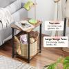imageWLIVE End Tables Set of 2 2Tier Small Side Tables with Open Storage Narrow Side Stands for Bedroom Living Room Couch End Stands with Sturdy Metal Frame Sturdy Easy Assembly Brown