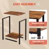 imageWLIVE End Tables Set of 2 2Tier Small Side Tables with Open Storage Narrow Side Stands for Bedroom Living Room Couch End Stands with Sturdy Metal Frame Sturdy Easy Assembly Brown