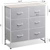 imageWLIVE Fabric Dresser for Bedroom 6 Drawer Double Dresser Storage Tower with Fabric Bins Chest of Drawers for Closet Living Room Hallway Dark GreyLight Grey