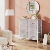 imageWLIVE Fabric Dresser for Bedroom 6 Drawer Double Dresser Storage Tower with Fabric Bins Chest of Drawers for Closet Living Room Hallway Dark GreyLight Grey