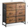 imageWLIVE Fabric Dresser for Bedroom 6 Drawer Double Dresser Storage Tower with Fabric Bins Chest of Drawers for Closet Living Room Hallway Dark GreyRustic Brown Wood Grain Print
