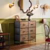 imageWLIVE Fabric Dresser for Bedroom 6 Drawer Double Dresser Storage Tower with Fabric Bins Chest of Drawers for Closet Living Room Hallway Dark GreyRustic Brown Wood Grain Print