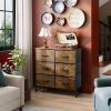 imageWLIVE Fabric Dresser for Bedroom 6 Drawer Double Dresser Storage Tower with Fabric Bins Chest of Drawers for Closet Living Room Hallway Dark GreyRustic Brown Wood Grain Print