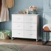 imageWLIVE Fabric Dresser for Bedroom 6 Drawer Double Dresser Storage Tower with Fabric Bins Chest of Drawers for Closet Living Room Hallway Dark GreyWhite