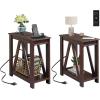 imageWLIVE Farmhouse End Table Narrow Side Table with Charging Station Slim End Table Side Table for Bedroom Living Room Small Spaces with 2 USB and 2 Power Outlets 118quot D x 236quot W x 2374quot HEspresso