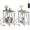 imageWLIVE Farmhouse End Table Narrow Side Table with Charging Station Slim End Table Side Table for Bedroom Living Room Small Spaces with 2 USB and 2 Power Outlets 118quot D x 236quot W x 2374quot HGreige