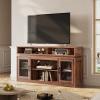 imageWLIVE Farmhouse TV Stand for 65 Inch TV Tall Entertainment Center with Storage Cabinets Media Console TV Cabinet with LED for Living Room and Bedroom BlackRustic Brown
