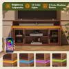 imageWLIVE Farmhouse TV Stand for 65 Inch TV Tall Entertainment Center with Storage Cabinets Media Console TV Cabinet with LED for Living Room and Bedroom BlackRustic Brown