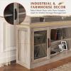 imageWLIVE Farmhouse TV Stand for 65 Inch TV Tall Entertainment Center with Storage Cabinets Media Console TV Cabinet with LED for Living Room and Bedroom BlackGrey