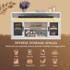 imageWLIVE Farmhouse TV Stand for 65 Inch TV Tall Entertainment Center with Storage Cabinets Media Console TV Cabinet with LED for Living Room and Bedroom BlackWhite