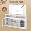 imageWLIVE Farmhouse TV Stand for 65 Inch TV Tall Entertainment Center with Storage Cabinets Media Console TV Cabinet with LED for Living Room and Bedroom BlackWhite