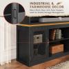 imageWLIVE Farmhouse TV Stand for 65 Inch TV Tall Entertainment Center with Storage Cabinets Media Console TV Cabinet with LED for Living Room and Bedroom BlackBlack