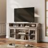 imageWLIVE Farmhouse TV Stand for 65 Inch TV Tall Entertainment Center with Storage Cabinets Media Console TV Cabinet with LED for Living Room and Bedroom BlackGrey
