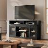 imageWLIVE Farmhouse TV Stand for 65 Inch TV Tall Entertainment Center with Storage Cabinets Media Console TV Cabinet with LED for Living Room and Bedroom BlackBlack