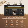 imageWLIVE Farmhouse TV Stand for 65 Inch TV Tall Entertainment Center with Storage Cabinets Media Console TV Cabinet with LED for Living Room and Bedroom BlackBlack