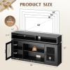 imageWLIVE Farmhouse TV Stand for 65 Inch TV Tall Entertainment Center with Storage Cabinets Media Console TV Cabinet with LED for Living Room and Bedroom BlackBlack