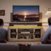 imageWLIVE Farmhouse TV Stand for 65 Inch TV Tall Entertainment Center with Storage Cabinets Media Console TV Cabinet with LED for Living Room and Bedroom BlackGrey