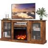 imageWLIVE Fireplace TV Stand for 65quot TV Entertainment Center with 18 Inch Electric Fireplace TV Console with Open Shelves for Living Room and Bedroom WhiteRustic Brown