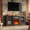 imageWLIVE Fireplace TV Stand for 65quot TV Entertainment Center with 18 Inch Electric Fireplace TV Console with Open Shelves for Living Room and Bedroom WhiteBlack