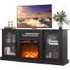 imageWLIVE Fireplace TV Stand for 65quot TV Entertainment Center with 18 Inch Electric Fireplace TV Console with Open Shelves for Living Room and Bedroom WhiteBlack