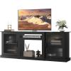 imageWLIVE Fireplace TV Stand for 65quot TV Entertainment Center with 18 Inch Electric Fireplace TV Console with Open Shelves for Living Room and Bedroom WhiteBlack