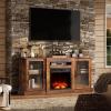 imageWLIVE Fireplace TV Stand for 65quot TV Entertainment Center with 18 Inch Electric Fireplace TV Console with Open Shelves for Living Room and Bedroom WhiteRustic Brown