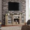 imageWLIVE Fireplace TV Stand for 65quot TV Entertainment Center with 18 Inch Electric Fireplace TV Console with Open Shelves for Living Room and Bedroom WhiteGreige