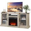 imageWLIVE Fireplace TV Stand for 65quot TV Entertainment Center with 18 Inch Electric Fireplace TV Console with Open Shelves for Living Room and Bedroom WhiteGreige