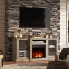 imageWLIVE Fireplace TV Stand for 65quot TV Entertainment Center with 18 Inch Electric Fireplace TV Console with Open Shelves for Living Room and Bedroom WhiteGreige