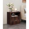 imageWLIVE Fluted Farmhouse Nightstand Set of 2 Narrow Night Stand Sets with 2 Storage Drawers and Open Shelf Wood Bed Side Tables for Bedroom Dorm EspressoEspresso