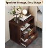 imageWLIVE Fluted Farmhouse Nightstand Set of 2 Narrow Night Stand Sets with 2 Storage Drawers and Open Shelf Wood Bed Side Tables for Bedroom Dorm EspressoEspresso