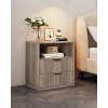 imageWLIVE Fluted Farmhouse Nightstand Set of 2 Narrow Night Stand Sets with 2 Storage Drawers and Open Shelf Wood Bed Side Tables for Bedroom Dorm EspressoGreige