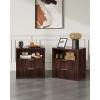 imageWLIVE Fluted Farmhouse Nightstand Set of 2 Narrow Night Stand Sets with 2 Storage Drawers and Open Shelf Wood Bed Side Tables for Bedroom Dorm EspressoEspresso