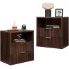 imageWLIVE Fluted Farmhouse Nightstand Set of 2 Narrow Night Stand Sets with 2 Storage Drawers and Open Shelf Wood Bed Side Tables for Bedroom Dorm EspressoEspresso