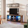 imageWLIVE LED TV Stand for 65Inch TV 58Inch Entertainment Center with Adjustable Glass Shelves Modern Media Console for Living Room ampamp Bedroom Rustic BrownRustic Brown