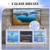imageWLIVE LED TV Stand for 65Inch TV 58Inch Entertainment Center with Adjustable Glass Shelves Modern Media Console for Living Room ampamp Bedroom Rustic BrownWhite