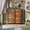 imageWLIVE Large Dresser for Bedroom Fabric Dresser with 10 Drawers Storage Tower with Fabric Bins Double Dressers Chest of Drawers for Closet Living Room Hallway Dark GreyBlack and Rustic Brown