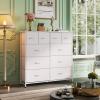 imageWLIVE Large Dresser for Bedroom Fabric Dresser with 10 Drawers Storage Tower with Fabric Bins Double Dressers Chest of Drawers for Closet Living Room Hallway Dark GreyAwhite