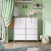 imageWLIVE Large Dresser for Bedroom Fabric Dresser with 10 Drawers Storage Tower with Fabric Bins Double Dressers Chest of Drawers for Closet Living Room Hallway Dark GreyAwhite