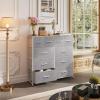 imageWLIVE Large Dresser for Bedroom Fabric Dresser with 10 Drawers Storage Tower with Fabric Bins Double Dressers Chest of Drawers for Closet Living Room Hallway Dark GreyLight Grey