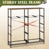 imageWLIVE Large Dresser for Bedroom Fabric Dresser with 10 Drawers Storage Tower with Fabric Bins Double Dressers Chest of Drawers for Closet Living Room Hallway Dark GreyBlack and Rustic Brown