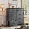 imageWLIVE Large Dresser for Bedroom Fabric Dresser with 10 Drawers Storage Tower with Fabric Bins Double Dressers Chest of Drawers for Closet Living Room Hallway Dark GreyDark Grey