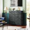 imageWLIVE Large Dresser for Bedroom Fabric Dresser with 10 Drawers Storage Tower with Fabric Bins Double Dressers Chest of Drawers for Closet Living Room Hallway Dark GreyCharcoal Black Wood Grain Print