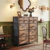 imageWLIVE Large Dresser for Bedroom Fabric Dresser with 10 Drawers Storage Tower with Fabric Bins Double Dressers Chest of Drawers for Closet Living Room Hallway Dark GreyBlack and Rustic Brown