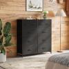 imageWLIVE Large Dresser for Bedroom Fabric Dresser with 10 Drawers Storage Tower with Fabric Bins Double Dressers Chest of Drawers for Closet Living Room Hallway Dark GreyBlack