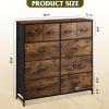imageWLIVE Large Dresser for Bedroom Fabric Dresser with 10 Drawers Storage Tower with Fabric Bins Double Dressers Chest of Drawers for Closet Living Room Hallway Dark GreyBlack and Rustic Brown